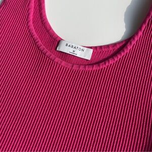 Aritzia Babaton Sculpt Knit Scoop Neck Crop Top - pink